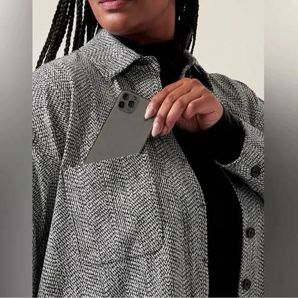 Athleta Textured Plus Size Button Front Shirt Jacket - Picture 3 of 7
